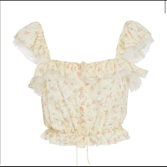 LoveShackFancy Tops - Loveshackfancy Mia floral crop top